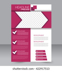 Abstract flyer design background. Brochure template. To be used for magazine cover, business mockup, education, presentation, report. Pink color.