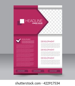 Abstract flyer design background. Brochure template. To be used for magazine cover, business mockup, education, presentation, report. Pink color.