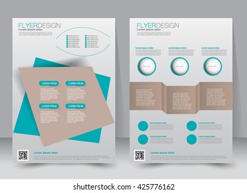 Abstract flyer design background. Brochure template. Can be used for magazine cover, business mockup, education, presentation, report. a4 size with editable elements. Green and brown color