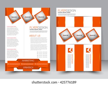 Abstract flyer design background. Brochure template. Can be used for magazine cover, business mockup, education, presentation, report. a4 size with editable elements. Orange color