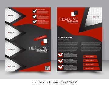 Abstract flyer design background. Brochure template. Can be used for magazine cover, business mockup, education, presentation, report. a4 size with editable elements. Red and black color