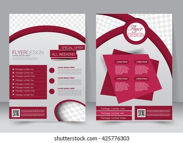 Abstract flyer design background. Brochure template. Can be used for magazine cover, business mockup, education, presentation, report. a4 size with editable elements. Red color