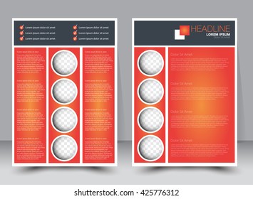 Abstract flyer design background. Brochure template. Can be used for magazine cover, business mockup, education, presentation, report. a4 size with editable elements. Orange color