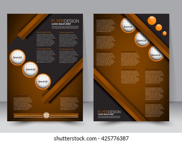 Abstract flyer design background. Brochure template. Can be used for magazine cover, business mockup, education, presentation, report. a4 size with editable elements. Brown and black color