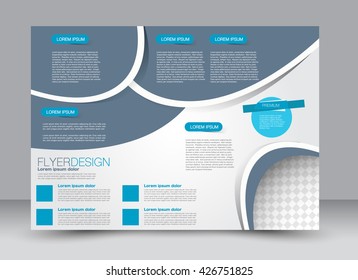 Abstract flyer design background. Brochure template. Street billboard design. Landscape orientation. For magazine cover, annual report, business, education, presentation. Blue and grey color.