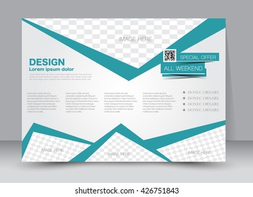 Abstract flyer design background. Brochure template. Street billboard design. Landscape orientation. For magazine cover, annual report, business, education, presentation. Green color.