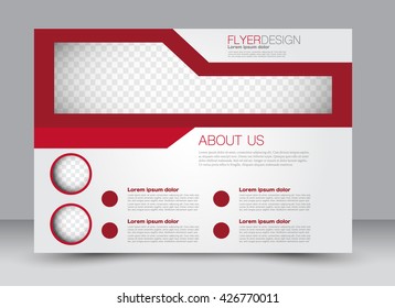 Abstract flyer design background. Brochure template. Street billboard design. Landscape orientation. For magazine cover, annual report, business, education, presentation. Red color.