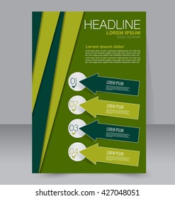 Abstract flyer design background. Brochure template. To be used for magazine cover, annual report, business mockup, education, presentation. Green color.