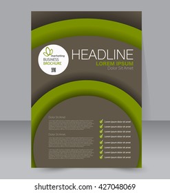 Abstract flyer design background. Brochure template. To be used for magazine cover, annual report, business mockup, education, presentation. Brown and green color.