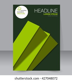 Abstract flyer design background. Brochure template. To be used for magazine cover, annual report, business mockup, education, presentation. Green color.