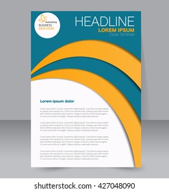 Abstract flyer design background. Brochure template. To be used for magazine cover, annual report, business mockup, education, presentation. Blue and orange color.