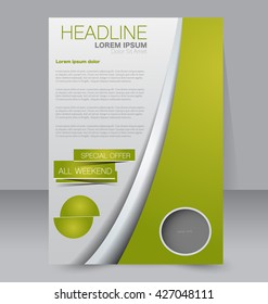 Abstract flyer design background. Brochure template. To be used for magazine cover, annual report, business mockup, education, presentation. Green color.