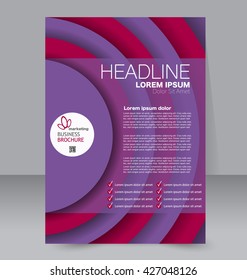 Abstract flyer design background. Brochure template. To be used for magazine cover, annual report, business mockup, education, presentation. Pink and purple color.