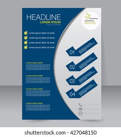 Abstract flyer design background. Brochure template. To be used for magazine cover, annual report, business mockup, education, presentation. Blue color.