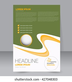 Abstract flyer design background. Brochure template. To be used for magazine cover, annual report, business mockup, education, presentation. Green and yellow color.