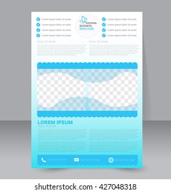 Abstract flyer design background. Brochure template. To be used for magazine cover, annual report, business mockup, education, presentation. Blue color.