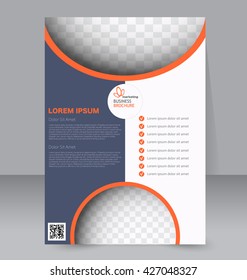 Abstract flyer design background. Brochure template. To be used for magazine cover, annual report, business mockup, education, presentation. Blue and orange color.