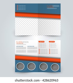 Abstract flyer design background. Brochure template. Can be used for magazine cover, business mockup, education, presentation, report. Blue and orange color.