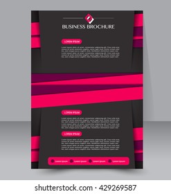 Abstract flyer design background. Brochure template. Can be used for magazine or book cover, business mockup, education, presentation, annual report. A4 size. Black and pink color.