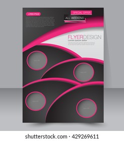 Abstract flyer design background. Brochure template. Can be used for magazine or book cover, business mockup, education, presentation, annual report. A4 size. Black and pink color.