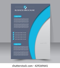 Abstract flyer design background. Brochure template. Can be used for magazine or book cover, business mockup, education, presentation, annual report. A4 size. Blue color.