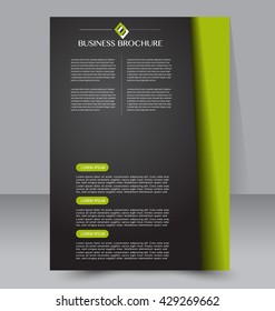 Abstract flyer design background. Brochure template. Can be used for magazine or book cover, business mockup, education, presentation, annual report. A4 size. Green and black color.