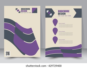 Abstract flyer design background. Brochure template. Can be used for magazine cover, business mockup, education, presentation, report. a4 size with editable elements. Purple color