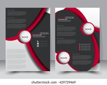Abstract flyer design background. Brochure template. Can be used for magazine cover, business mock-up, education, presentation, report. a4 size with editable elements. Red and black color
