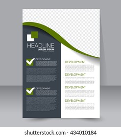 Abstract flyer design background. Brochure template. To be used for magazine cover, business mockup, education, presentation, report. Green and grey color.