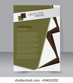 Abstract flyer design background. Brochure template. To be used for magazine cover, business mockup, education, presentation, report. Green and brown color.