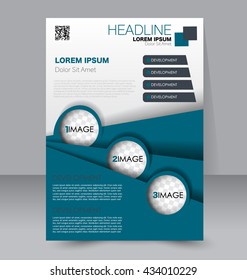 Abstract flyer design background. Brochure template. To be used for magazine cover, business mockup, education, presentation, report. Blue color.