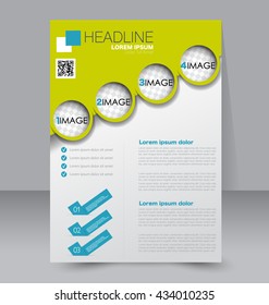 Abstract flyer design background. Brochure template. To be used for magazine cover, business mockup, education, presentation, report. Green and blue color.