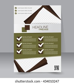 Abstract flyer design background. Brochure template. To be used for magazine cover, business mockup, education, presentation, report. Green and brown color.