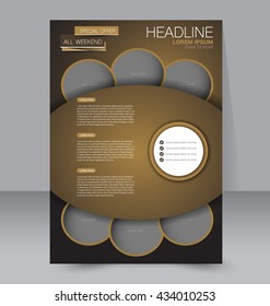 Abstract flyer design background. Brochure template. To be used for magazine cover, business mockup, education, presentation, report. Brown color.