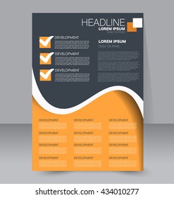 Abstract flyer design background. Brochure template. To be used for magazine cover, business mockup, education, presentation, report. Orange and grey color.