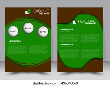 Abstract flyer design background. Brochure template. Can be used for magazine cover, business mockup, education, presentation, report. a4 size with editable elements. Green and brown color.