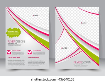 Abstract flyer design background. Brochure template. Can be used for magazine cover, business mockup, education, presentation, report. a4 size with editable elements. Pink and green color.