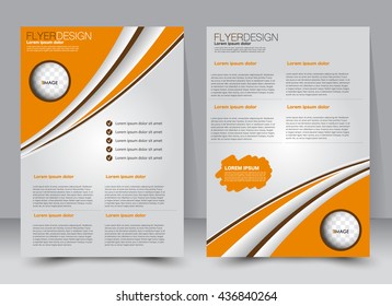 Abstract flyer design background. Brochure template. Can be used for magazine cover, business mockup, education, presentation, report. a4 size with editable elements. Orange color.