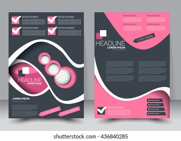Abstract flyer design background. Brochure template. Can be used for magazine cover, business mockup, education, presentation, report. a4 size with editable elements. Pink and grey color.
