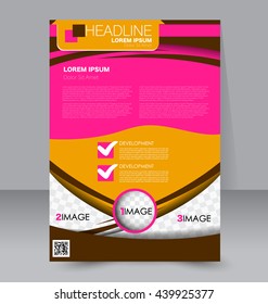 Abstract flyer design background. Brochure template. To be used for magazine cover, business mockup, education, presentation, report. Brown, orange, and pink color