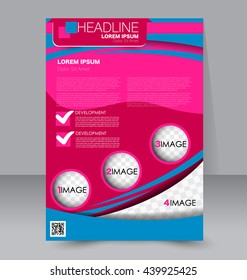Abstract flyer design background. Brochure template. To be used for magazine cover, business mockup, education, presentation, report. Pink and blue color