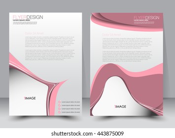 Abstract flyer design background. Brochure template. Can be used for magazine cover, business mockup, education, presentation, report. a4 size with editable elements. Pink color.
