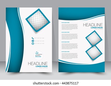 Abstract flyer design background. Brochure template. Can be used for magazine cover, business mockup, education, presentation, report. a4 size with editable elements. Blue color.