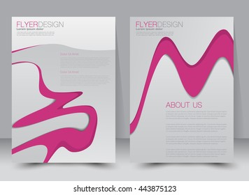 Abstract flyer design background. Brochure template. Can be used for magazine cover, business mockup, education, presentation, report. a4 size with editable elements. Pink color.