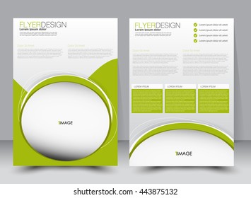 Abstract flyer design background. Brochure template. Can be used for magazine cover, business mockup, education, presentation, report. a4 size with editable elements. Green color.