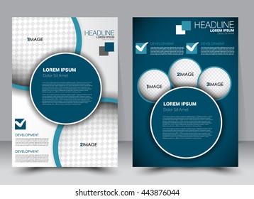 Abstract flyer design background. Brochure template. Can be used for magazine cover, business mockup, education, presentation, report. a4 size with editable elements. Blue color.