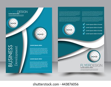 Abstract flyer design background. Brochure template. Can be used for magazine cover, business mockup, education, presentation, report. a4 size with editable elements. Blue color.
