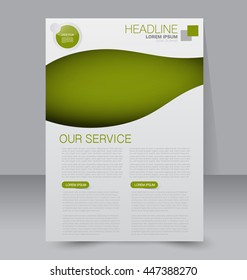 Abstract flyer design background. Brochure template. To be used for magazine cover, business mockup, education, presentation, report. Green color.