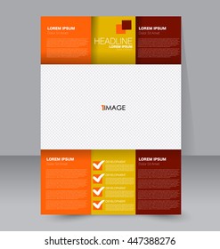 Abstract flyer design background. Brochure template. To be used for magazine cover, business mockup, education, presentation, report. Orange and red color.