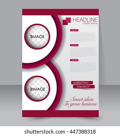 Abstract flyer design background. Brochure template. To be used for magazine cover, business mockup, education, presentation, report. Pink color.